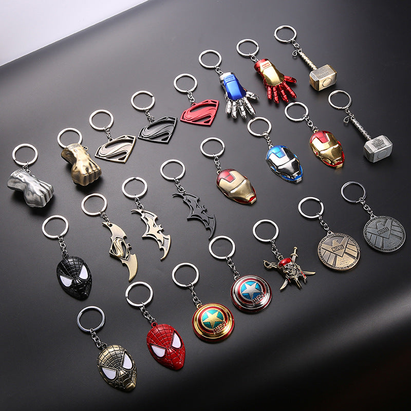 Metal Marvel Avengers Captain America Shield Keychain Spider man Iron man Mask Keychain Toys Hulk Batman Keyring Key Gift Toys