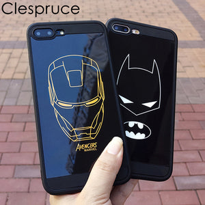 Clespruce Cartoon Marvel Batman Ironman Phone Cases For iphone 8 8plus 6 6s X Mirror Soft TPU Back Cover For iphone 7 7plus Case