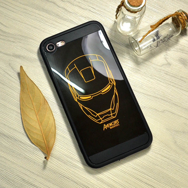 Clespruce Cartoon Marvel Batman Ironman Phone Cases For iphone 8plus 6s X Mirror Soft TPU Back Cover For iphone 7plus Case